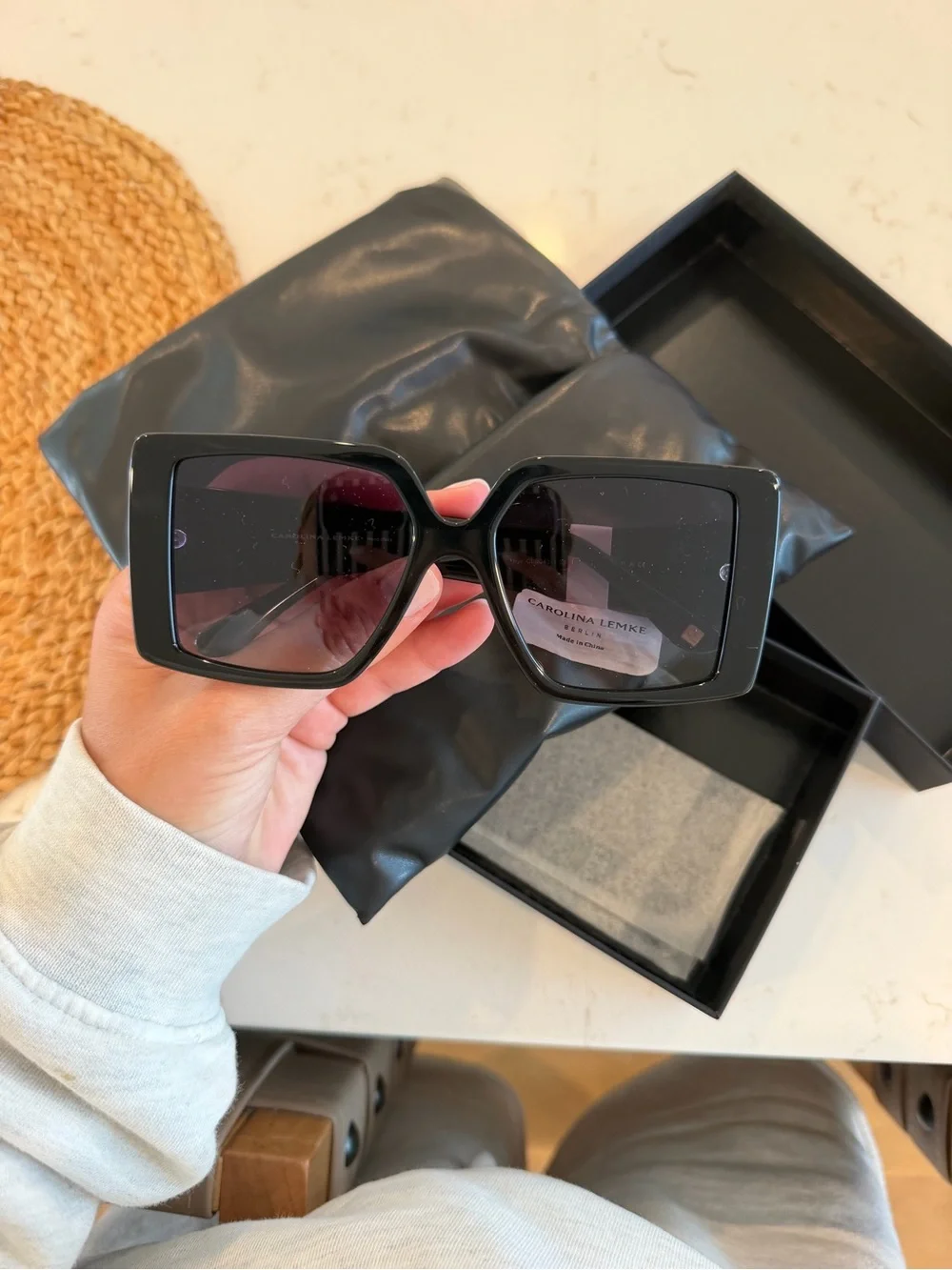 Carolina lemke Black Oversized Square Sunglasses